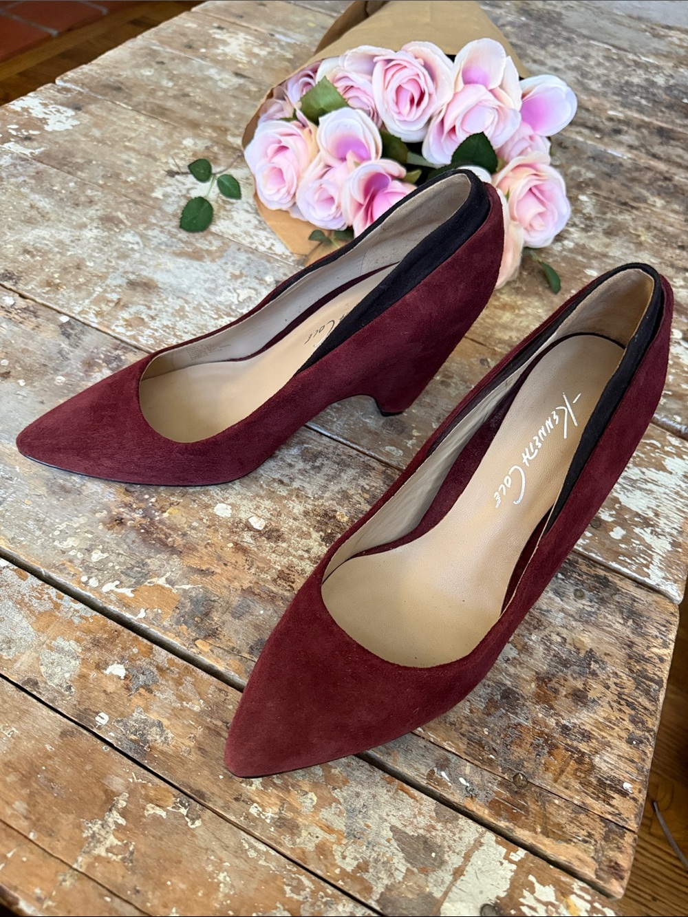 Kenneth Cole Burgundy Suede Pointed Toe Pumps